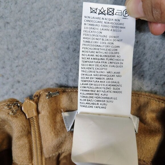 Max Mara Maxi Skirt Women's 8 Beige 100% Camel Leather Modest Minimalist Italy - Picture 11 of 12